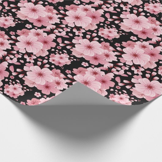 Pink Cherry Blossom Sakura Oriental Floral Pattern Cadeaupapier (Hoek)