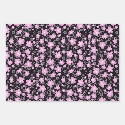 Pink Cherry Blossom Sakura Oriental Floral Pattern Inpakpapier Vel (Voorkant 2)