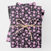 Pink Cherry Blossom Sakura Oriental Floral Pattern Inpakpapier Vel (In situ)