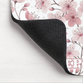 Pink Cherry Blossom Sakura Pattern on White (2) Muismat (Hoek)