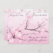 Pink Cherry Blossom Save the Date Briefkaarten (Voorkant / Achterkant)