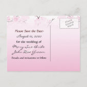 Pink Cherry Blossom Save the Date Briefkaarten (Achterkant)