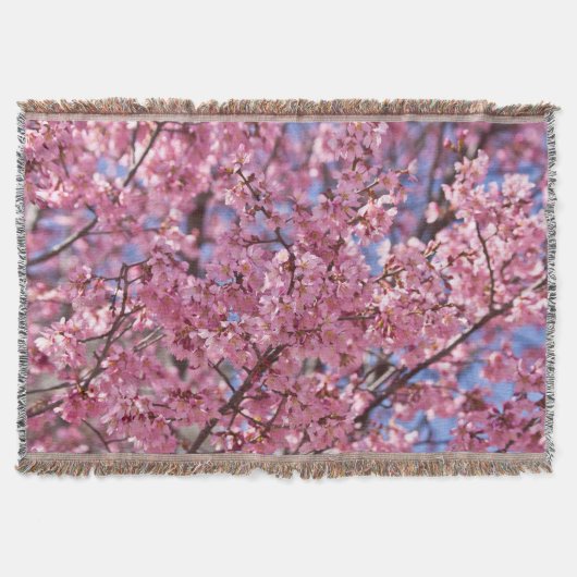 Pink Cherry Blossom Sky Deken (Voorkant)