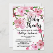 Pink Cherry Blossom Spring Floral Girl Baby Shower Kaart (Voorkant)