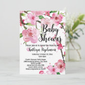 Pink Cherry Blossom Spring Floral Girl Baby Shower Kaart (Staand voorkant)
