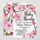 Pink Cherry Blossom Spring Floral Girl Baby Shower Kaart (Voorkant / Achterkant)