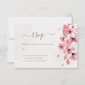 Pink Cherry Blossom Waterverf Floral Wedding RSVP Kaartje (Voorkant)