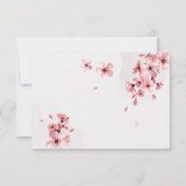 Pink Cherry Blossom Waterverf Floral Wedding RSVP Kaartje (Achterkant)