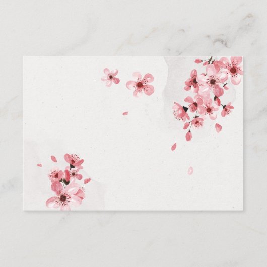 Pink Cherry Blossom Waterverf Floral Wedding RSVP Kaartje (Achterkant)