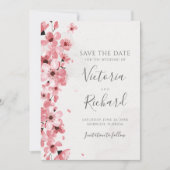 Pink Cherry Blossom Waterverf Floral Wedding Save The Date (Voorkant)