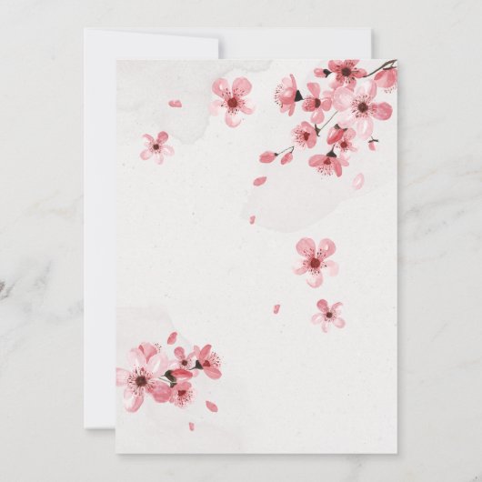 Pink Cherry Blossom Waterverf Floral Wedding Save The Date (Achterkant)