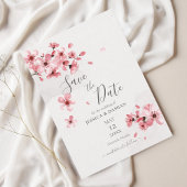 Pink Cherry Blossom Waterverf Floral Wedding Save The Date