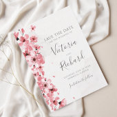 Pink Cherry Blossom Waterverf Floral Wedding Save The Date