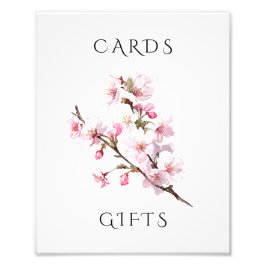 Pink Cherry Blossom Wedding Cards & Gifts Sign Foto Afdruk