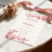Pink Cherry Blossom Wedding Kaart