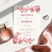 Pink Cherry Blossom Wedding Kaart