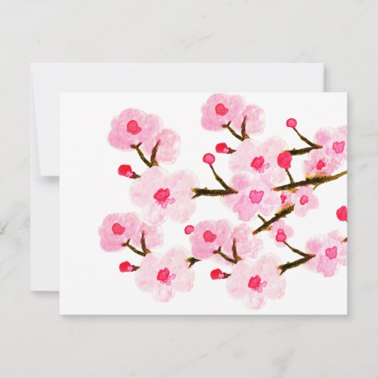 Pink Cherry Blossoms 3 Foto Save The Date (Achterkant)