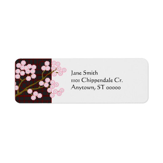Pink Cherry Blossoms Aziatische Adresetiketten Etiket (Voorkant)