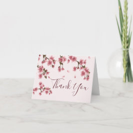 Pink Cherry Blossoms Bloemen Dank u kaart