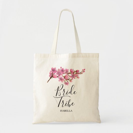 Pink Cherry Blossoms Bride Tribe Tote Bag (Voorkant)