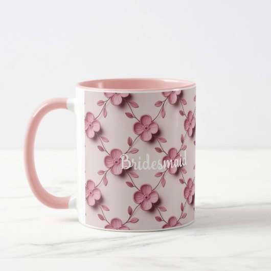 Pink Cherry Blossoms Bridesmaid Pink Combo Mug Mok (Links)