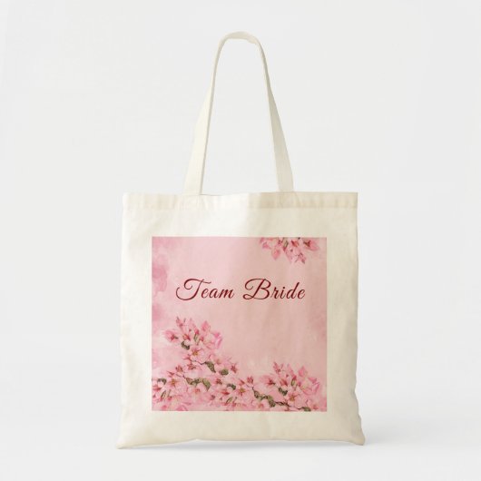 Pink Cherry Blossoms Bruidsmeisje Tote Bag (Voorkant)