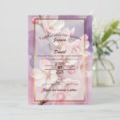 Pink Cherry Blossoms/ Lavender Photo Box  Kaart (Staand voorkant)