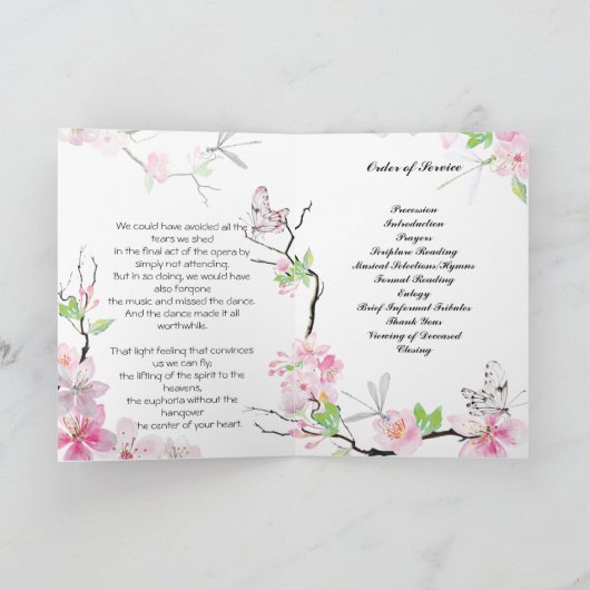 Pink Cherry Blossoms uitvaartprogramma Programma (Binnen)