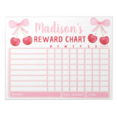 Pink Cherry Bow Girl Reward Chart Chore Chart Notitieblok (Voorkant)