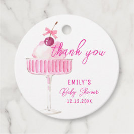 Pink Cherry Champagne Brunch Baby shower Bedankt Bedankjes Labels