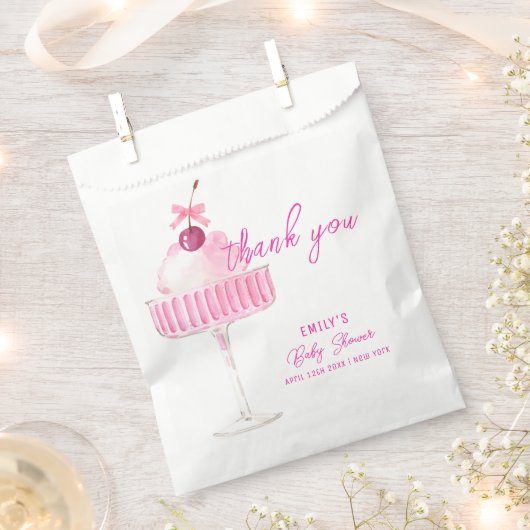 Pink Cherry Champagne Brunch Baby shower Bedankzakje (Geknipt)