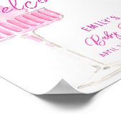 Pink Cherry Champagne Brunch Baby shower Welkom Poster (Hoek)