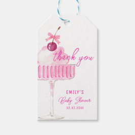 Pink Cherry Champagne Brunch bubbelig Baby shower Cadeaulabel