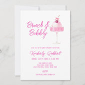 Pink Cherry Champagne Brunch Bubbly Baby shower Kaart (Voorkant)