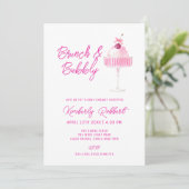 Pink Cherry Champagne Brunch Bubbly Baby shower Kaart (Staand voorkant)