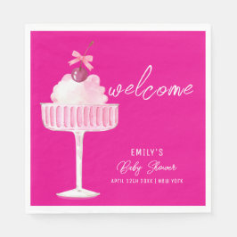 Pink Cherry Champagne Brunch Girl Baby shower Servet