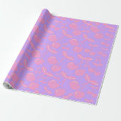 Pink Cherry Gift Wrap Girls Craft Party Cadeaupapier (Uitgerold)