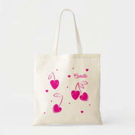 Pink Cherry Hearts grillige Schattigee vorm naam Tote Bag