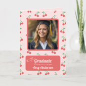 Pink Cherry Photo Leuk Schattige Afstuderen Kaart (Voorkant)