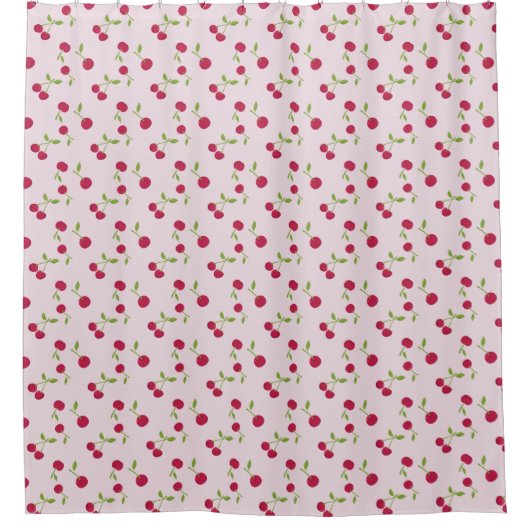 Pink Cherry Print Pattern Pink Cute Douchegordijn (Voorkant)