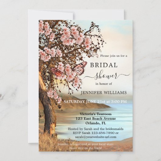 Pink Cherry Tree Butterfly Vrijgezellenfeest Kaart (Voorkant)