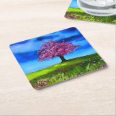 Pink Cherry Tree Kartonnen Onderzetters (Schuin)