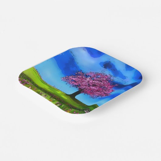 Pink Cherry Tree Papieren Bordje (Gebogen)