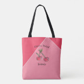 Pink Cherry Trendy Modern Schattige Kitschy Leuke  Tote Bag (Achterkant)