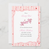 Pink Cherub Bearly Wait Baby Shower Invitation Kaart (Voorkant)