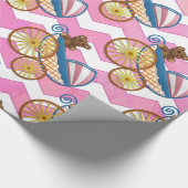 Pink Chevron Baby Carriage Pattern Cadeaupapier (Hoek)