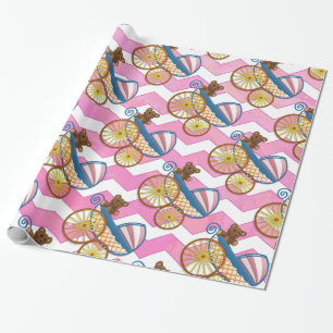 Pink Chevron Baby Carriage Pattern Cadeaupapier