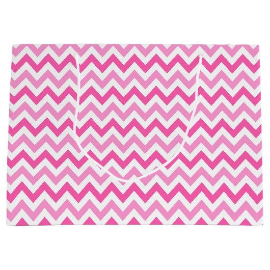 Pink Chevron Breast Cancer Awareness Pattern Groot Cadeauzakje (Voorkant)