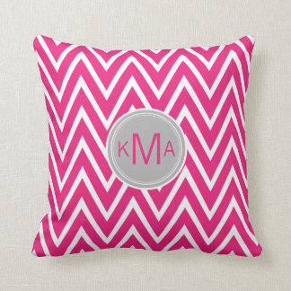 Pink Chevron Custom Monogram Pillow Kussen