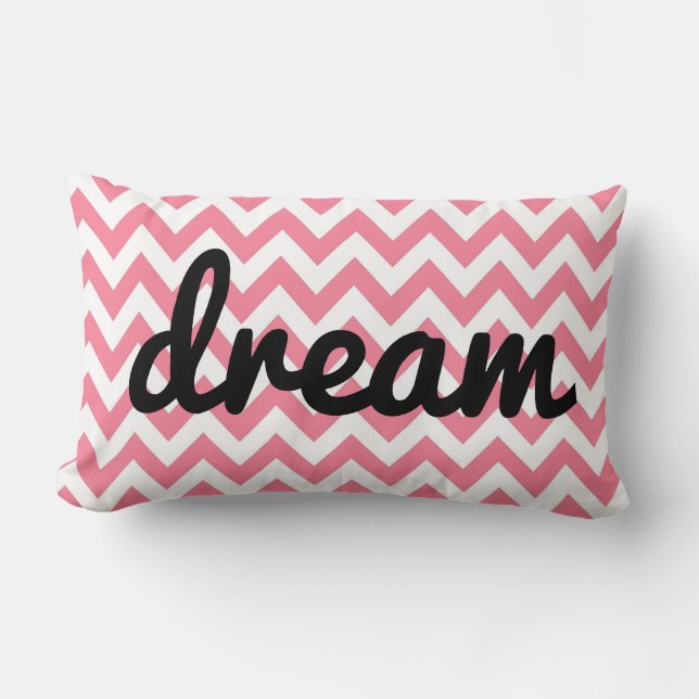 Pink Chevron Inspirerend Pillow | Dream Kussen (Voorkant)